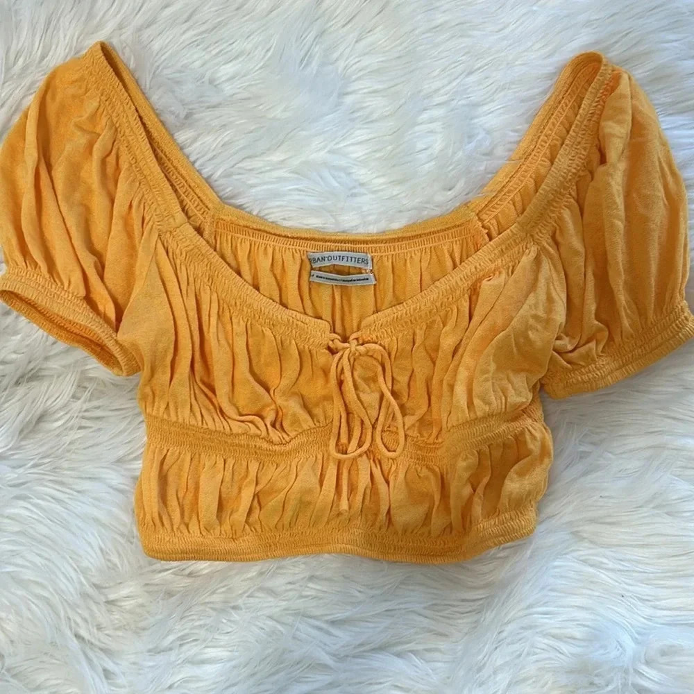 Urban outfitters cropped orange shirt size small bohemian